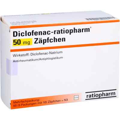 Diclofenac-ratiopharm 50 mg Zäpfchen 50 stk von ratiopharm GmbH PZN 06605945
