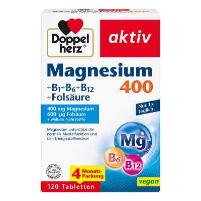 Doppelherz Magnesium 400 + B1 + B6 + B12 + Folsäure 120 stk von Queisser Pharma GmbH & Co. KG PZN 16350185