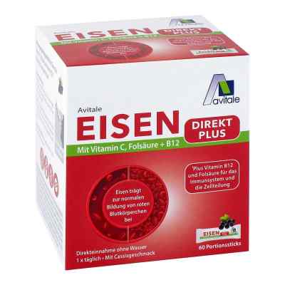 Eisen Direkt Plus Vitamin C+Folsäure+B12 Pulver 60 stk von Avitale GmbH PZN 17307702