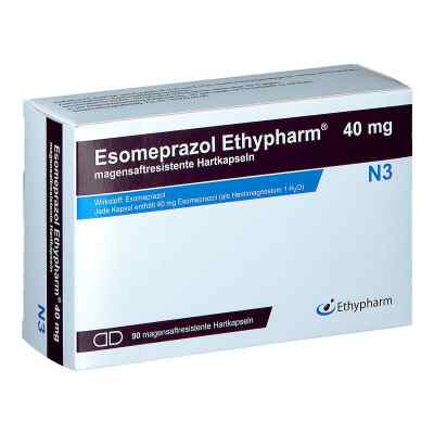 Esomeprazol Ethypharm 40mg 90 stk von ETHYPHARM GmbH PZN 11521216