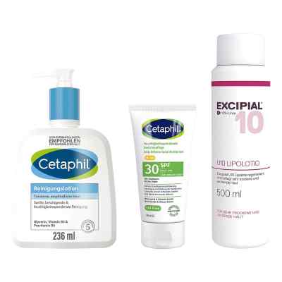 Excipial U 10 Lipolotio + Cetaphil Reinigungslotion + Gesichtspf
