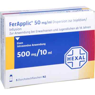 Ferapplic 50 Mg/ml Dispersion Z.injekt./inf.500mg 5X10 ml