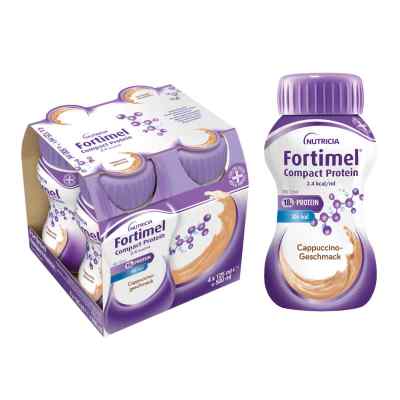 Fortimel Compact Protein 2.4 kcal Cappuccino 8X4X125 ml von Danone Deutschland GmbH PZN 19490596