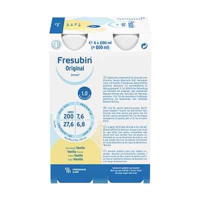 Fresubin Original Drink Vanille Trinkflasche 4X200 ml von Fresenius Kabi Deutschland GmbH PZN 00026324