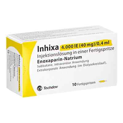 Inhixa 4.000 I.e. 40 Mg/0,4 Ml iniecto -lsg.i.e.f.-sp. 10 stk von Techdow Pharma Germany GmbH PZN 18094444