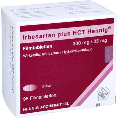 Irbesartan plus HCT Hennig 300mg/25mg 98 stk von Hennig Arzneimittel GmbH & Co. KG PZN 09782843