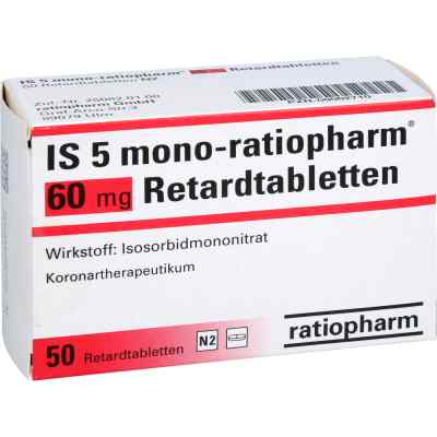Is 5 mono-ratiopharm 60 mg Retardtabletten 50 stk von ratiopharm GmbH PZN 09002710