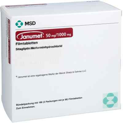Janumet 50 Mg/1000 Mg Filmtabletten 196 stk von kohlpharma GmbH PZN 18777404