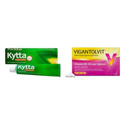 Kytta Schmerzsalbe 150 g + Vigantolvit Vitamin D3 K2 Calcium 60 