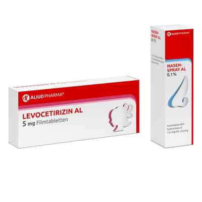 Levocetirizin AL 5 mg (100 stk) und Nasenspray AL 0,1% (10 ml) 1 Pck von ALIUD Pharma GmbH PZN 08102662