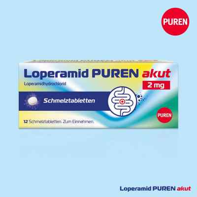 Loperamid Puren Akut 2 mg Schmelztabletten 12 stk von PUREN Pharma GmbH & Co. KG PZN 18352171
