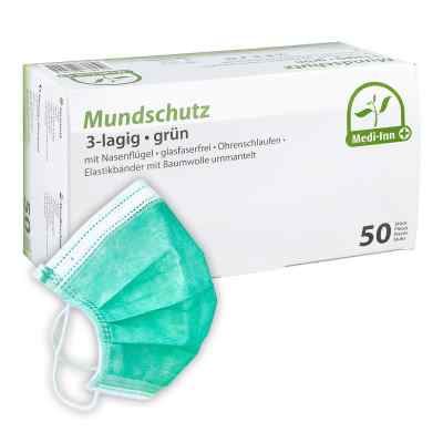 Medi Inn Mundschutz Maske mit Bändern grün 50 stk von BODY PROD. RELAX GMBH PZN 07637373