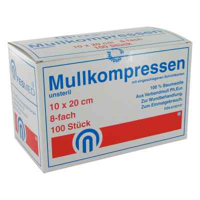 Mullkompressen Es 10x20 cm unsteril 8-fach 100 stk von FESMED Verbandmittel GmbH PZN 06192147