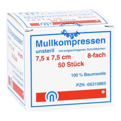 Mullkompressen Es 7,5x7,5 cm unsteril 8-fach 50 stk von FESMED Verbandmittel GmbH PZN 06310865