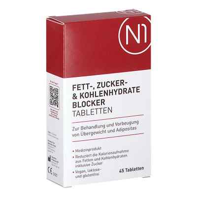 N1 Fett- Zucker- & Kohlenhydrate Blocker Tabletten 45 stk von pharmedix GmbH PZN 18296107