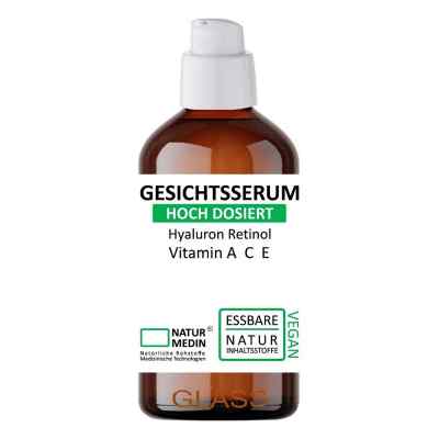 Naturmedin Gesichtsserum Hyaluron Retinol Vitamin A C E Glas