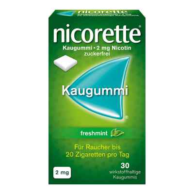 Nicorette Kaugummi 2 mg freshmint 30 stk von Johnson & Johnson GmbH (OTC) PZN 03643419