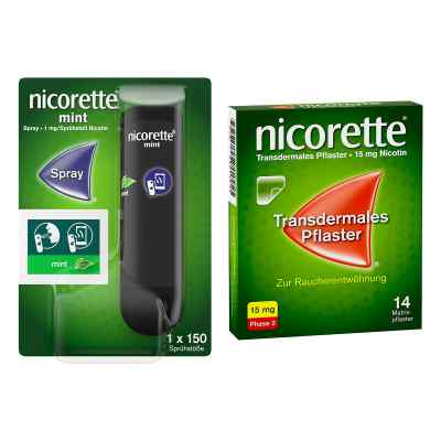 nicorette® mint Nikotinspray + Tx Pflaster 15 mg Nikotin