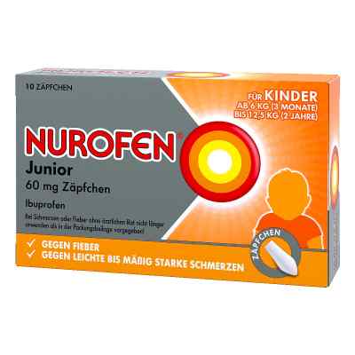 NUROFEN Junior Zäpfchen 60 mg Ibuprofen 10 stk von Reckitt Benckiser Deutschland Gm PZN 04085246