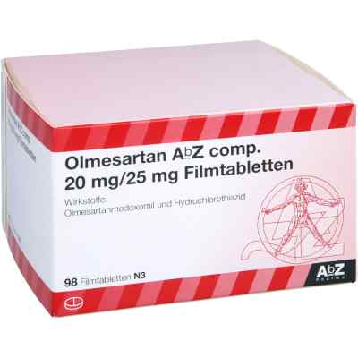 Olmesartan Abz compositus 20 mg/25 mg Filmtabletten 98 stk von AbZ Pharma GmbH PZN 12370759