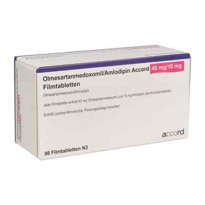 Olmesartanmedoxomil/amlodipin Accord 40 mg/10 mg 98 stk von Accord Healthcare GmbH PZN 14021247