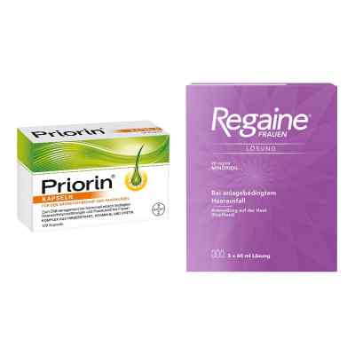 Priorin Kapseln bei Haarausfall + Regaine Frauen Lösung mit 2% M