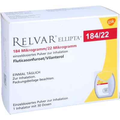 Relvar Ellipta 184 Mikrogramm/22 Mikrogramm Inh.p. 1X30 stk von axicorp Pharma GmbH PZN 17824509