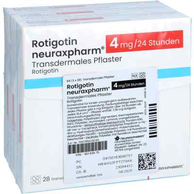 Rotigotin Neuraxpharm 4 Mg/24 H Transderm.pflaster 84 stk