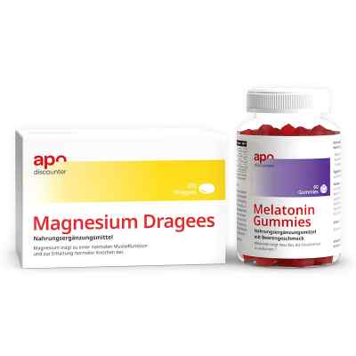 Schlaf Sparset – Magnesium Dragees 40 mg + Melatonin Gummies 