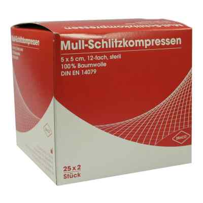 Schlitzkompressen Mull 5x5cm 12fach steril