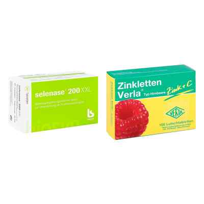 Selenase 200 XXL Tabletten +Zinkletten Verla Himbeer Lutschtabl.