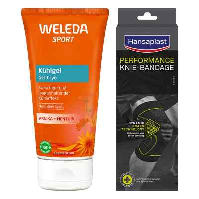Sportset: Weleda Kühlgel Arnika & Hansaplast Knie-bandage S/m