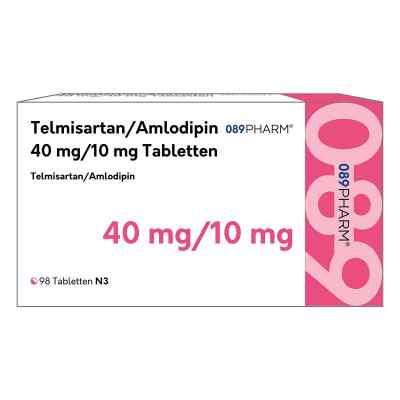 Telmisartan/amlodipin 089pharm 40 Mg/10 Mg Tabletten  98 stk von 089PHARM GmbH PZN 18500855