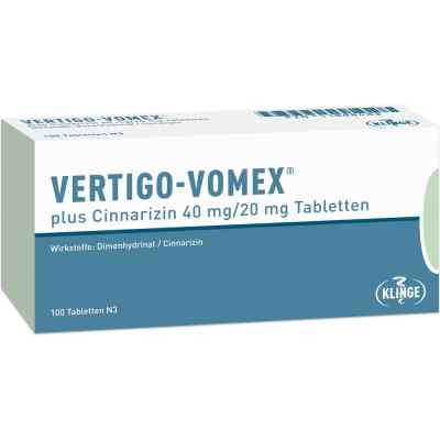 Vertigo Vomex plus Cinnarizin 40 mg/20 mg Tabletten 100 stk von Klinge Pharma GmbH PZN 11888483