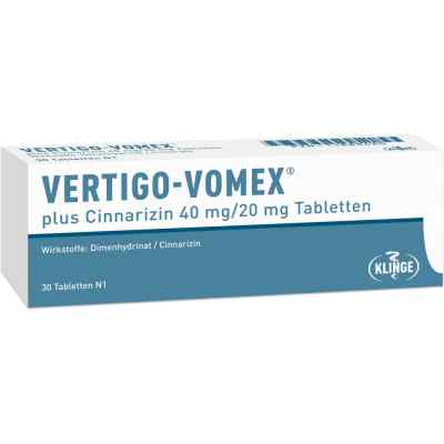 Vertigo Vomex plus Cinnarizin 40 mg/20 mg Tabletten 30 stk von Klinge Pharma GmbH PZN 11888460