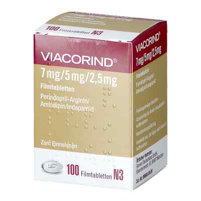 Viacorind 7 mg/5 mg/2,5 mg Filmtabletten 100 stk von SERVIER Deutschland GmbH PZN 14186505