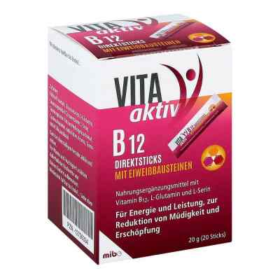 Vita Aktiv B12 Direktsticks mit Eiweissbausteinen 20 stk von MIBE GmbH Arzneimittel PZN 12726334