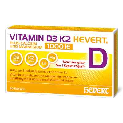 Vitamin D3 K2 Hevert + Calcium und Magnesium 1000 IE Kapseln