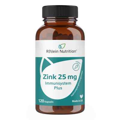 Zink 25 mg Immunsystem Plus hochdosiert+vegan Kapseln  120 stk von R(h)ein Nutrition & Health GmbH PZN 19345486