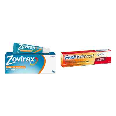 Zovirax Lippenherpescreme 2g + Fenihydrocort Creme 0,25 % 20g